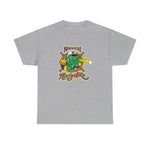 Norwich Navigators Baseball Heavyweight T-Shirt in sport grey with the green gator navigator logo peering through a bat spyglass inside a ship's wheel on the front