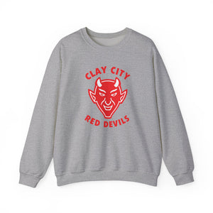 Clay City Red Devils Crewneck Sweatshirt - Vintage Defunct Baseball Teams