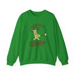 Sanford Celeryfeds Crewneck Sweatshirt in irish green with the green cartoon celery stalk mascot swinging a bat on the front