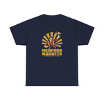 Medford Nuggets Heavyweight T-Shirt in navy with the Medford Nuggets logo, a gold prospector catching a baseball in his pan on the front