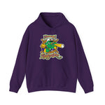 Norwich Navigators Baseball Hoodie in purple with the green gator navigator logo peering through a bat spyglass inside a ship's wheel on the front