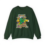 Norwich Navigators Baseball Crewneck Sweatshirt in forest green with the green gator navigator logo peering through a bat spyglass inside a ship's wheel on the front
