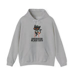 Aberdeen Black Cats Hoodie in sport grey with the Aberdeen Black Cats logo, a black cat in a green cap and jersey sitting on a baseball holding a bat on the front