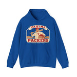 Yakima Packers Hoodie in royal with the Yakima Packers logo, a ballplayer holding a bat and a crate of apples on the front