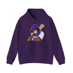 Merrillville Muddogs Hoodie in purple with the Merrillville Muddogs logo, a snarling bulldog in a purple cap holding a bat on the front