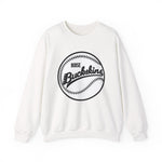 Boise Buckskins Crewneck Sweatshirt in white with the Boise Buckskins logo, script lettering across a stitched baseball on the front