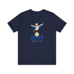 Sarasota Gulls Premium Lightweight T-Shirt in navy with the cream cartoon gull balancing on a baseball with wings spread on the front