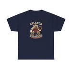 Orlando Bulldogs Heavyweight T-Shirt in navy with the crouching bulldog catcher in brown gear holding a mitt on the front