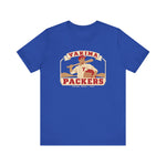 Yakima Packers Premium Lightweight T-Shirt in true royal with the Yakima Packers logo, a ballplayer holding a bat and a crate of apples on the front