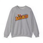 Reno BlackJacks Crewneck Sweatshirt in sport grey with the Reno BlackJacks logo, a Jack of Spades holding a bat above slanted BlackJacks lettering on the front