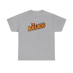 Reno BlackJacks Heavyweight T-Shirt in sport grey with the Reno BlackJacks logo, a Jack of Spades holding a bat above slanted BlackJacks lettering on the front