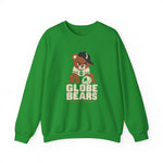 Globe Bears Crewneck Sweatshirt in irish green with the Globe Bears logo, a scowling bear cub in a ball cap and glove on the front