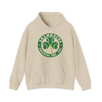 Roseburg Shamrocks Hoodie in sand with the Roseburg Shamrocks logo, a shamrock of baseballs with a bat stem in a green ring on the front