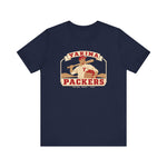Yakima Packers Premium Lightweight T-Shirt in navy with the Yakima Packers logo, a ballplayer holding a bat and a crate of apples on the front