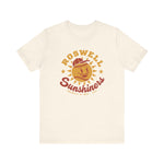 Roswell Sunshiners Premium Lightweight T-Shirt in natural with the Roswell Sunshiners logo, a smiling baseball sun in a red cap, with Sunshiners in red script on the front