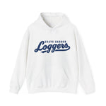 Grays Harbor Loggers Hoodie in white with the Grays Harbor Loggers logo, script lettering with a tail swash on the front