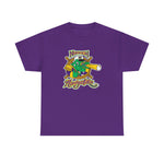Norwich Navigators Baseball Heavyweight T-Shirt in purple with the green gator navigator logo peering through a bat spyglass inside a ship's wheel on the front