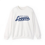Grays Harbor Loggers Crewneck Sweatshirt in white with the Grays Harbor Loggers logo, script lettering with a tail swash on the front