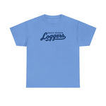 Grays Harbor Loggers Heavyweight T-Shirt in carolina blue with the Grays Harbor Loggers logo, script lettering with a tail swash on the front