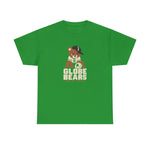 Globe Bears Heavyweight T-Shirt in irish green with the Globe Bears logo, a scowling bear cub in a ball cap and glove on the front