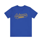 Anderson Lawmen Premium Lightweight T-Shirt in true royal with the Anderson Lawmen logo, gold script lettering with a tail swoosh on the front