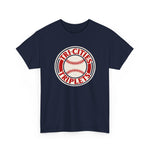 Tri-Cities Triplets Heavyweight T-Shirt in navy with the Tri-Cities Triplets logo, red lettering circling a baseball on the front