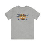 Lakeland Pilots Premium Lightweight T-Shirt in athletic heather with the airplane propeller nose art over bold navy block lettering on the front