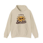 Yuma Sun Sox Hoodie in sand with the Yuma Sun Sox logo, a smiling baseball sun wearing sunglasses on the front