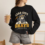 Lead City Grays Crewneck Sweatshirt - Vintage Defunct Baseball Teams - South Dakota
