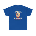 Bremerton Bluejackets Heavyweight T-Shirt in royal with the Bremerton Bluejackets logo, a smiling baseball in a sailor cap and red neckerchief on the front