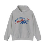 Blue Mountain Bears Hoodie in sport grey with the Blue Mountain Bears logo, a snarling bear below a red mountain peak on the front
