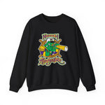 Norwich Navigators Baseball Crewneck Sweatshirt in black with the green gator navigator logo peering through a bat spyglass inside a ship's wheel on the front