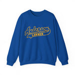 Anderson Lawmen Crewneck Sweatshirt in royal with the Anderson Lawmen logo, gold script lettering with a tail swoosh on the front