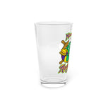 Norwich Navigators Baseball Pint Glass with the green gator navigator logo peering through a bat spyglass inside a ship's wheel, left side view