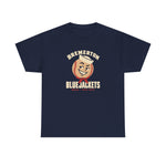Bremerton Bluejackets Heavyweight T-Shirt in navy with the Bremerton Bluejackets logo, a smiling baseball in a sailor cap and red neckerchief on the front