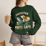 Galveston White Caps Crewneck Sweatshirt - Vintage Defunct Baseball Teams - Texas