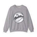 Boise Buckskins Crewneck Sweatshirt in sport grey with the Boise Buckskins logo, script lettering across a stitched baseball on the front
