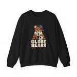 Globe Bears Crewneck Sweatshirt in black with the Globe Bears logo, a scowling bear cub in a ball cap and glove on the front