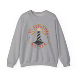 St. Augustine Saints Crewneck Sweatshirt in sport grey with the black and white striped lighthouse emblem with gold rays on the front