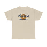 Lakeland Pilots Heavyweight T-Shirt in sand with the airplane propeller nose art over bold navy block lettering on the front