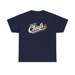 Wenatchee Chiefs Heavyweight T-Shirt in navy with the Wenatchee Chiefs logo, script lettering with an apple stitched like a baseball on the front