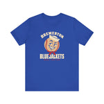 Bremerton Bluejackets Premium Lightweight T-Shirt in true royal with the Bremerton Bluejackets logo, a smiling baseball in a sailor cap and red neckerchief on the front