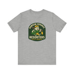 Gray premium lightweight t-shirt with vintage Dawson Springs Resorters baseball team logo from KITTY League.