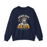 Lead City Grays Crewneck Sweatshirt - Vintage Defunct Baseball Teams - South Dakota