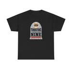 Tombstone Nine Heavyweight T-Shirt in black with the Tombstone Nine logo, a grey headstone topped by a baseball marked 1890, with Base Ball Club and a Territorial Champions banner on the front