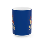 Blue Greenville Spinners ceramic coffee mug with team logo, available in 11oz and 15oz sizes, glossy finish