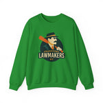 Green Frankfort Lawmakers crewneck sweatshirt with vintage baseball player logo from Kentucky minor league team
