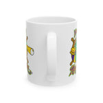 Norwich Navigators Baseball Mug with the green gator navigator logo peering through a bat spyglass inside a ship's wheel, back view