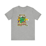 Norwich Navigators Baseball Premium Lightweight T-Shirt in athletic heather with the green gator navigator logo peering through a bat spyglass inside a ship's wheel on the front