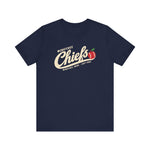 Wenatchee Chiefs Premium Lightweight T-Shirt in navy with the Wenatchee Chiefs logo, script lettering with an apple stitched like a baseball on the front